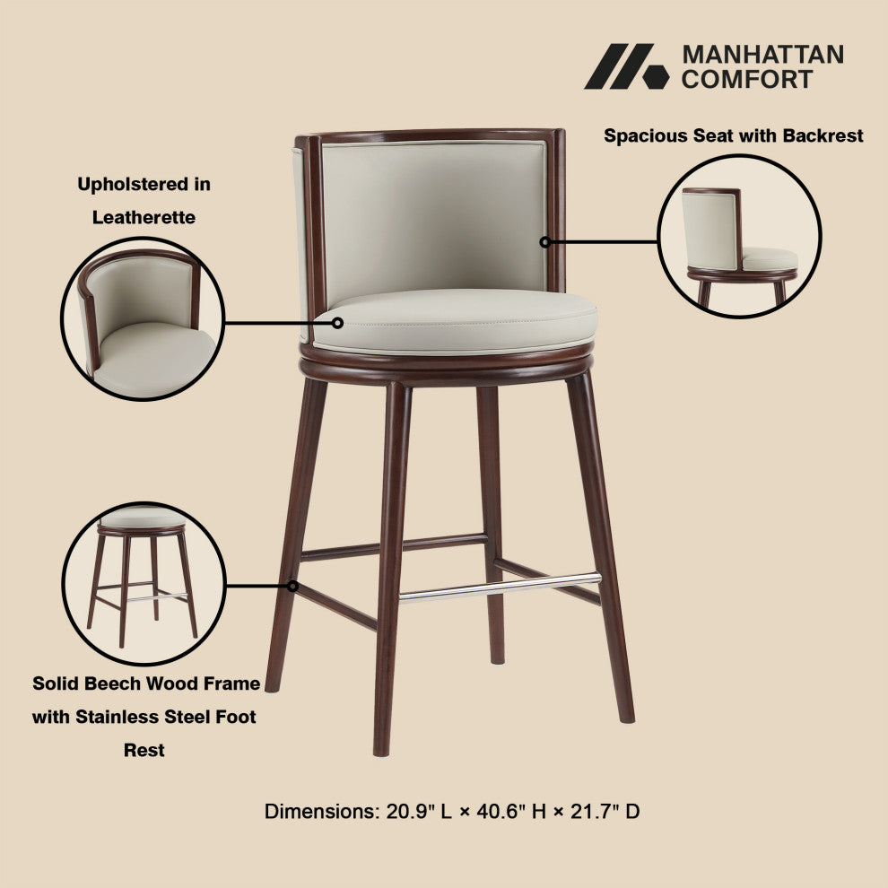 Manhattan Comfort Evalyn Barstool, Stone, Set of 3