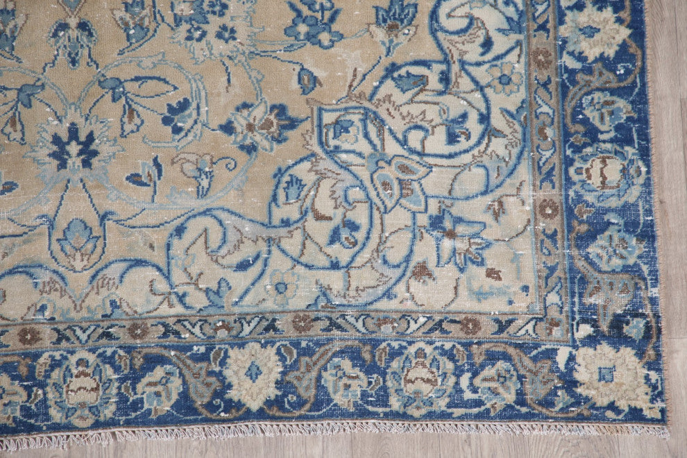 Consigned, Traditional Vintage Distressed Handmade Persian Area Rug, Beige, 6x10