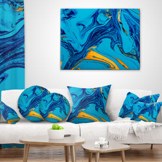 Soft Blue Abstract Acrylic Paint Mix Abstract Throw Pillow, 18"x18"