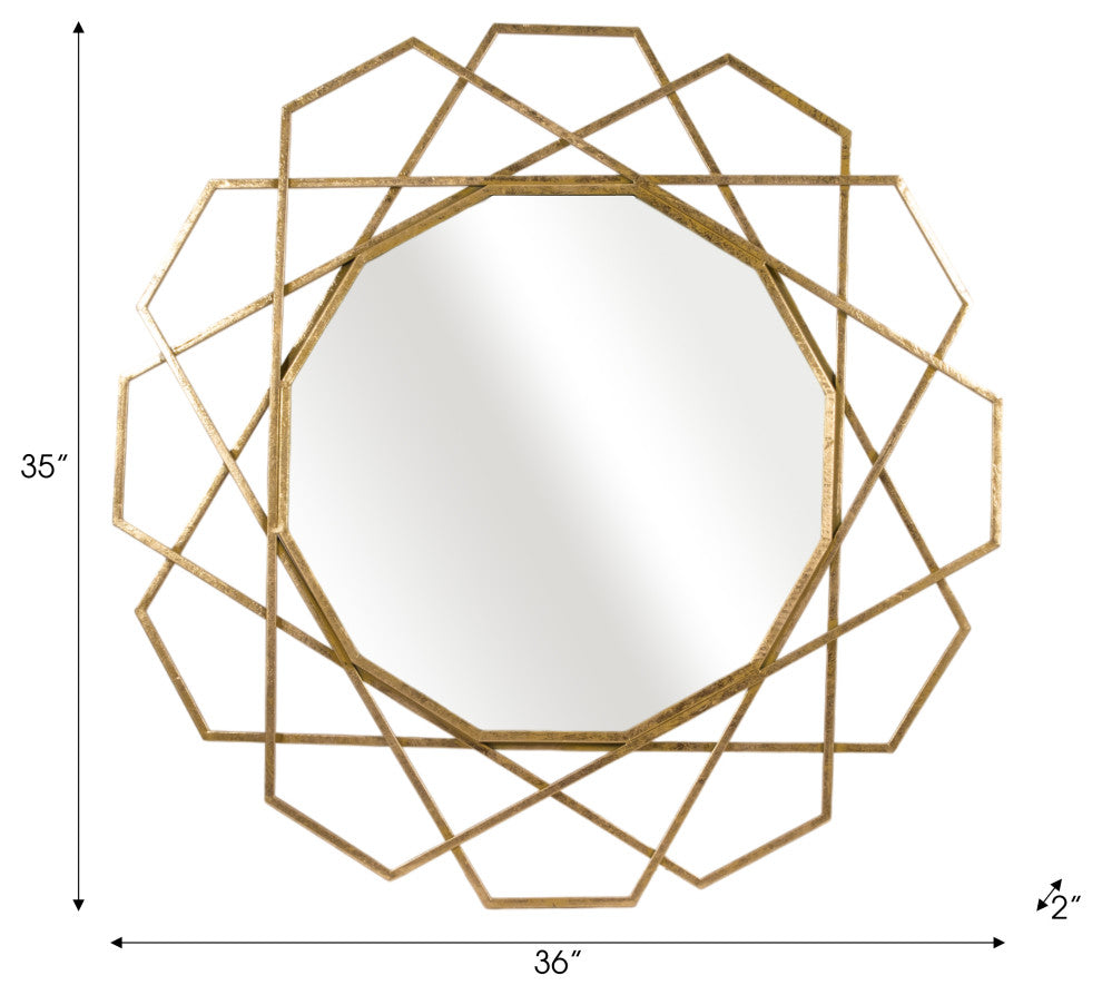Metal 35" Geometric Mirror, Gold