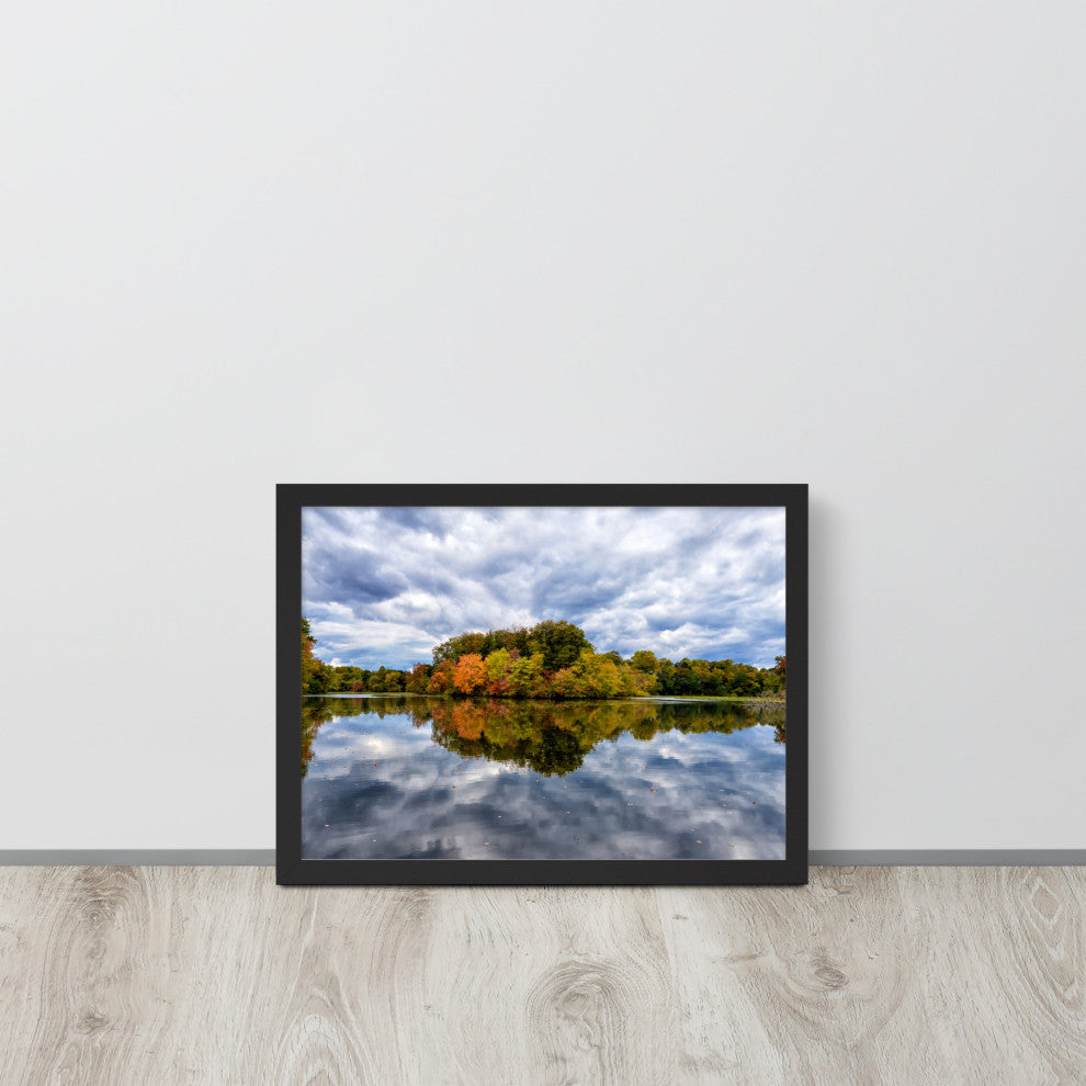 Autumn Reflections Rural Landscape Framed Photo Paper Wall Art Prints, Black, 12" X 16"