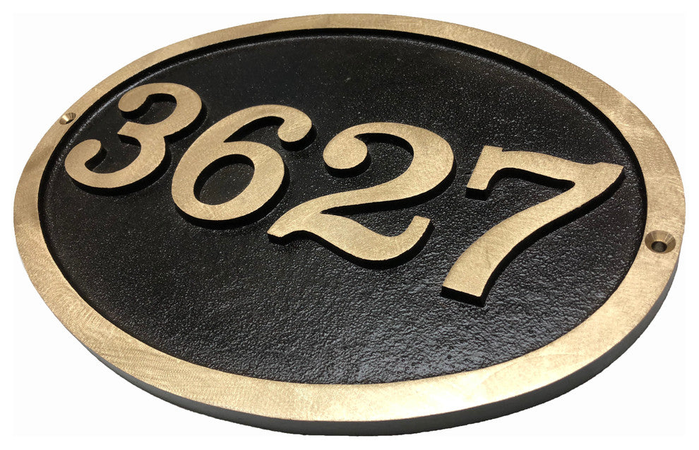 Custom Address Plaque: Traditional Large Brass Oval Sign
