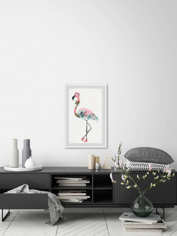 "Let's Jingle and Flamingle" Framed Painting Print, 12x18