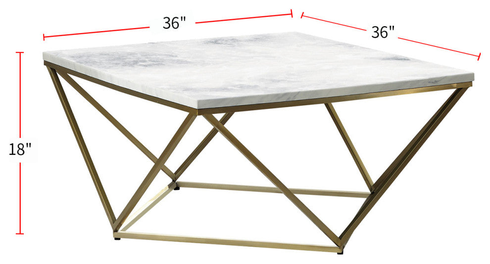 Square Marble Top Coffee Table, White