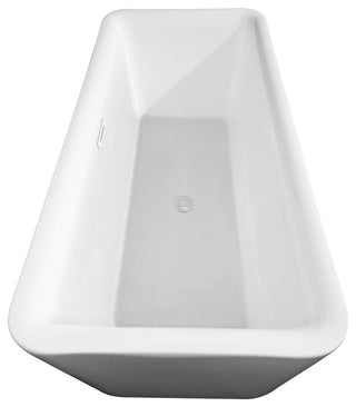 Emily 69" Freestanding White Bathtub, Shiny White Drain