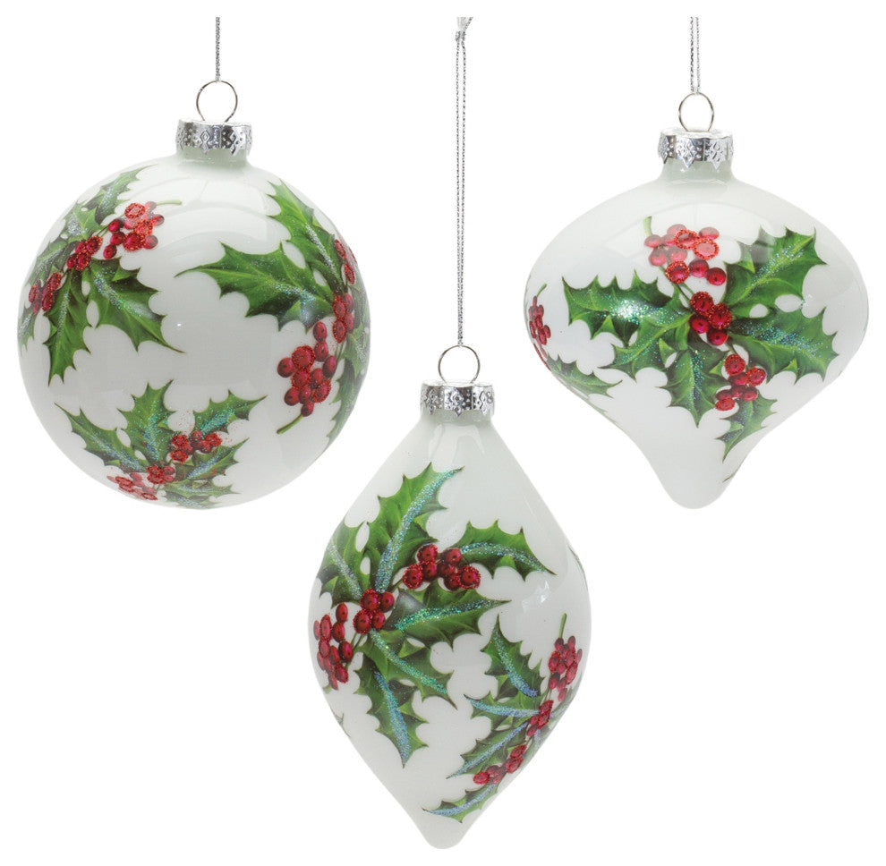 Glass Holly Berry Ornament, 6-Piece Set