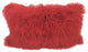 17" Red Genuine Tibetan Lamb Fur Pillow With Microsuede Backing