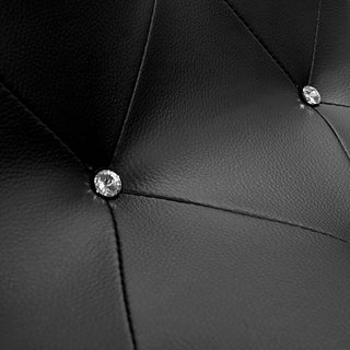 Modern Swivel Bar Stools With Crystals and Tufted Look, Set of 2, Black