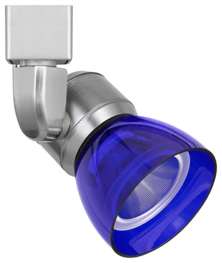 Integrated Dimmable LED Track Head, Blue Round Shade, Silver Base