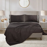 Serenta Trois Embroidered 4 Piece Bed Sheet Set, Chocolate, Full