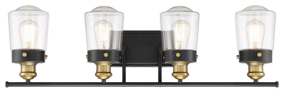 Macauley Vintage Black With Warm Brass, 4-Light Bath