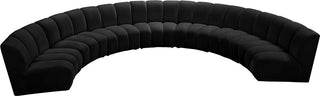 Infinity Channel Tufted Velvet Modular Chair, Black, 7 Piece