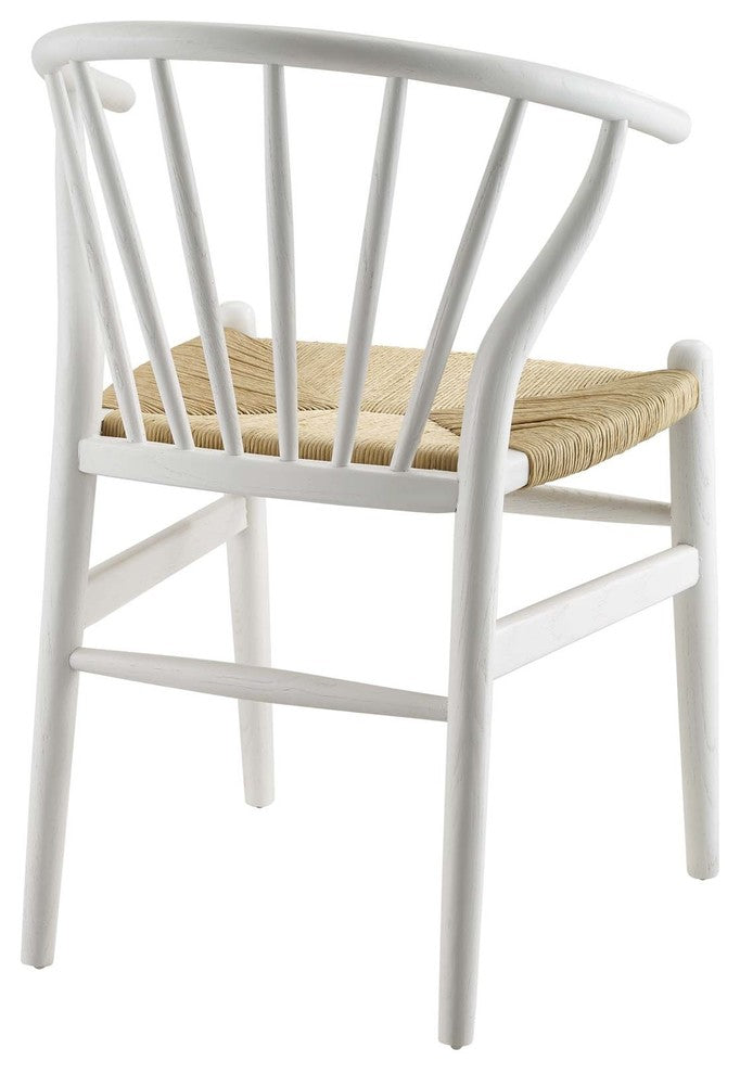 Flourish Spindle Wood Dining Side Chair, White