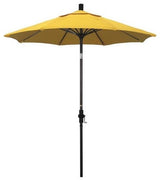 7.5' Bronze Collar Tilt Lift Fiberglass Rib Aluminum Umbrella, Sunbrella, Sunflower Yellow