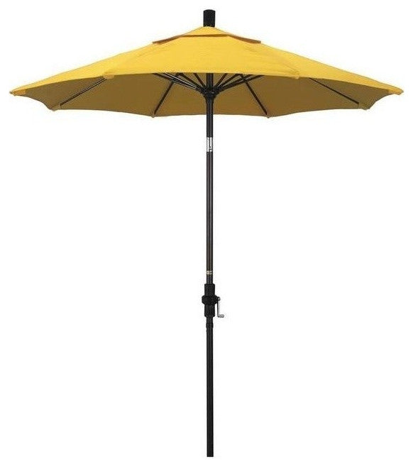 7.5' Bronze Collar Tilt Lift Fiberglass Rib Aluminum Umbrella, Sunbrella, Sunflower Yellow