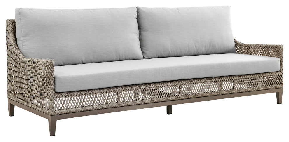 Silvana 4 Piece Outdoor Gray Fabric and Wicker Conversation Set