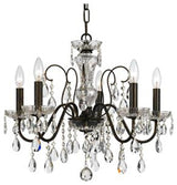 Butler 5 Light Chandelier in English Bronze with Hand Cut Crystal