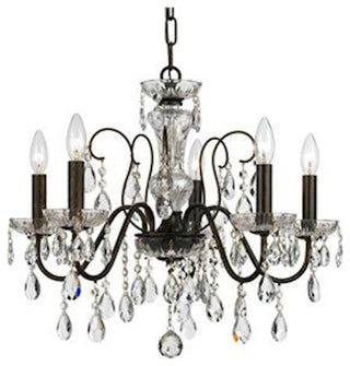 Butler 5 Light Chandelier in English Bronze with Hand Cut Crystal