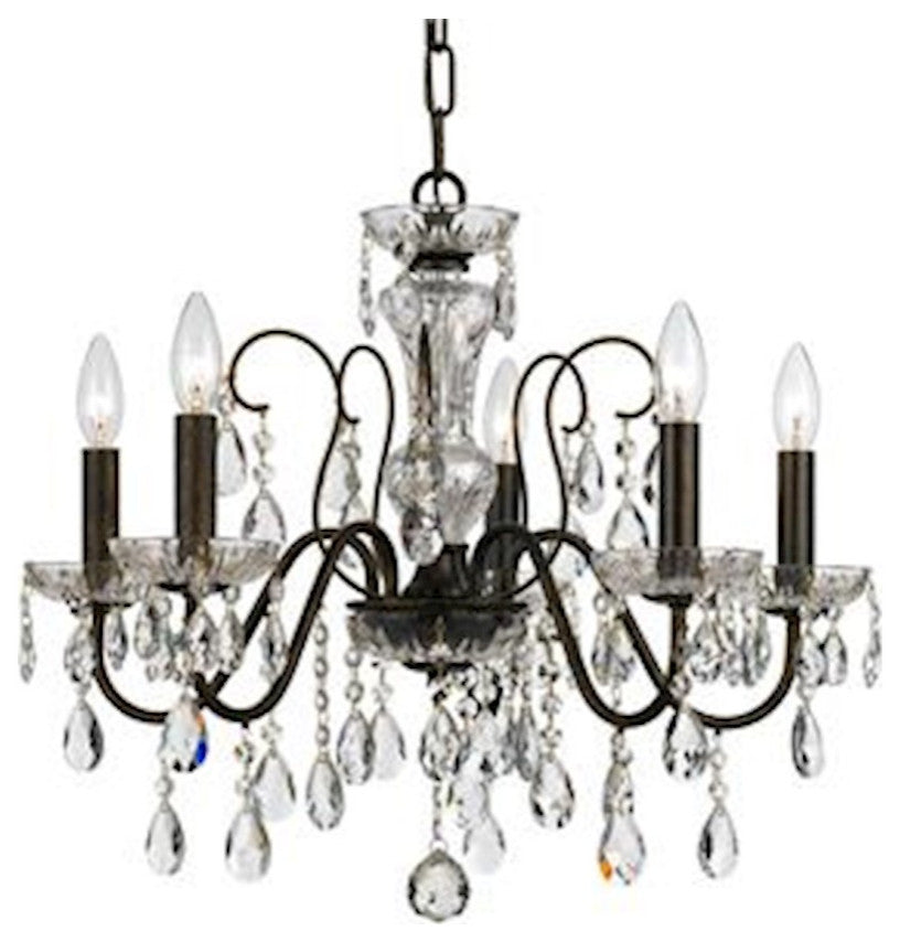 Butler 5 Light Chandelier in English Bronze with Hand Cut Crystal