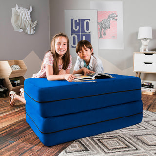 Zipline Big Kids Modular Sofa and Ottoman, Blueberry