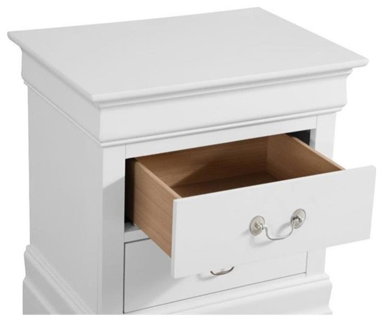 Glory Furniture Louis Phillipe 2 Drawer Nightstand in White