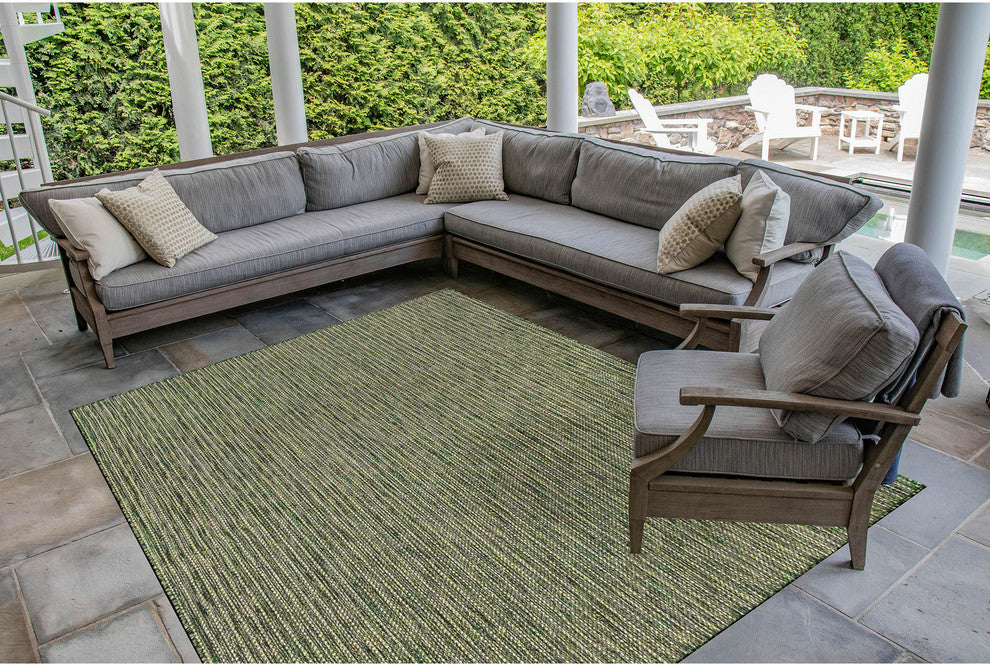 Carmel Texture Stripe Indoor/Outdoor Rug, Green, 6'6"x9'3"
