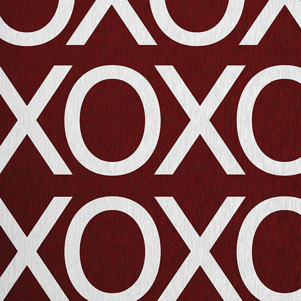 Hugs and Kisses Valentines Chenille Rug, Maroon, 5'x7'