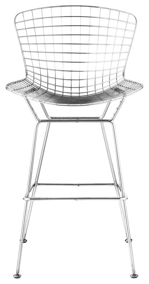 Bar Stool Chair Barstool, Set of 2, Steel Metal, Chrome, Mid Century Cafe