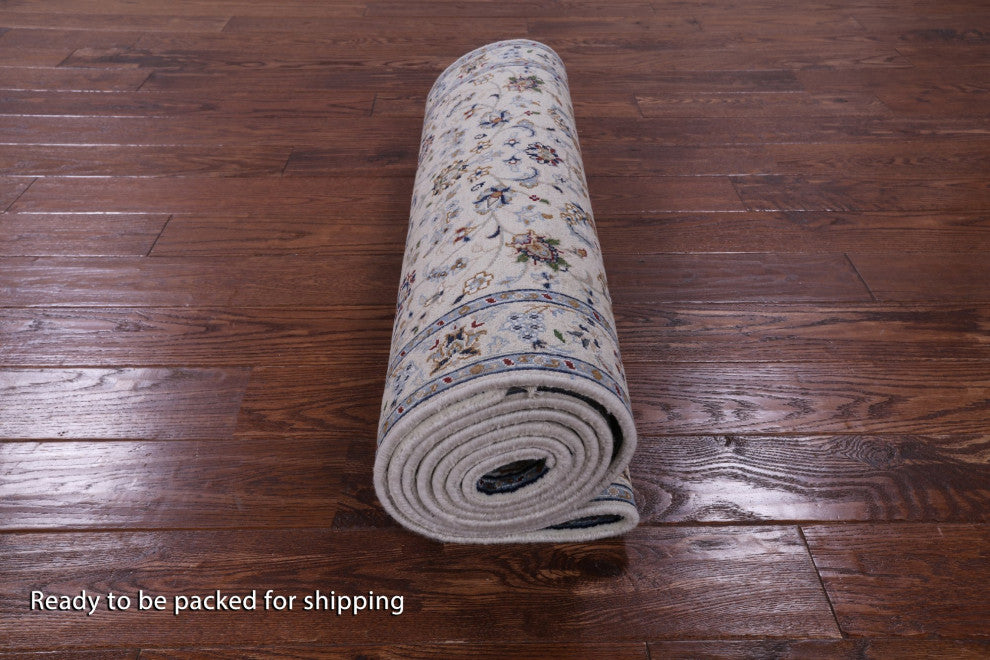 2' 11" X 10' 0" Runner Persian Nain Wool and Silk Handmade Rug Q8531