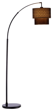 71" Black Arched Floor Lamp With Brown Drum Shade