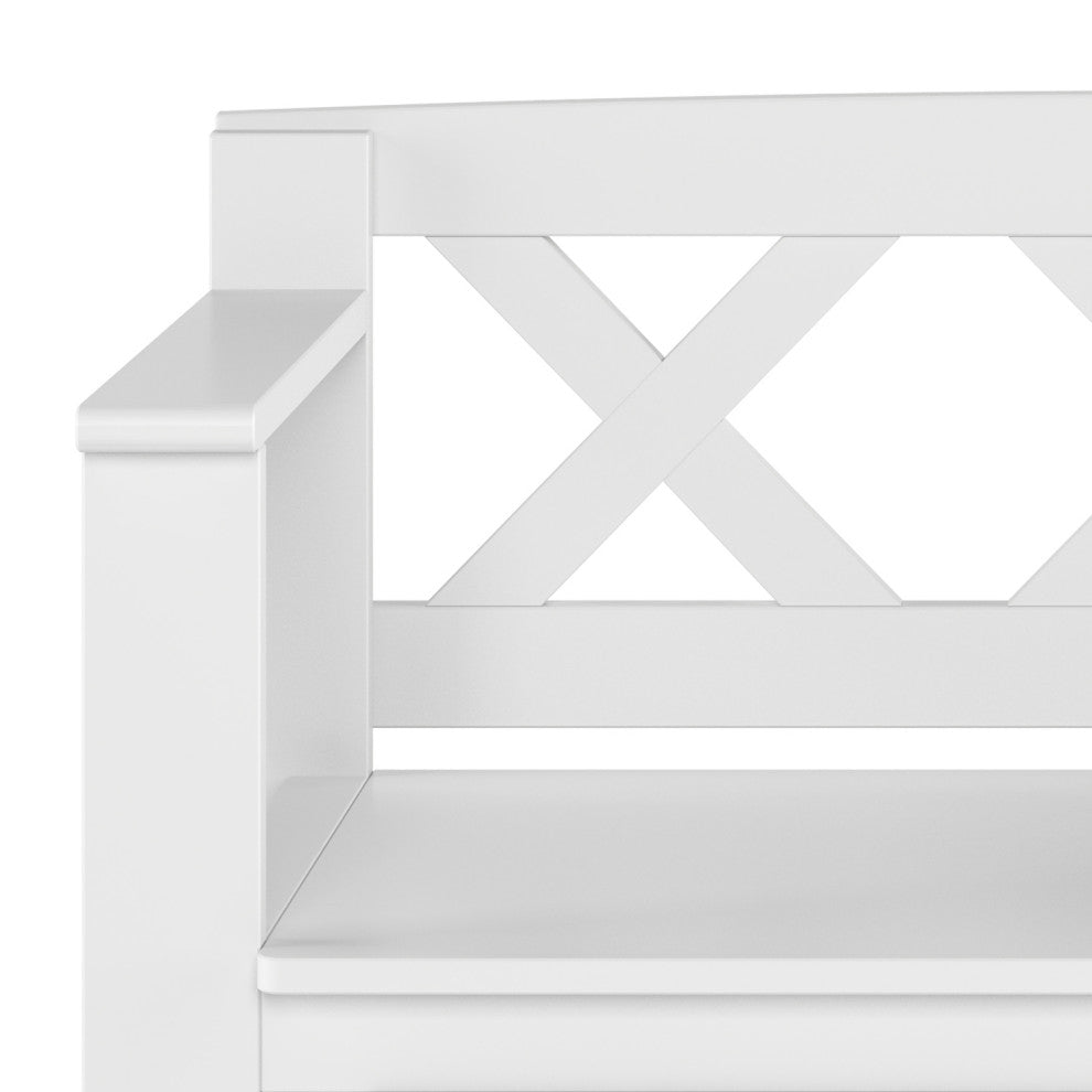 Amherst Solid Wood Small Entryway Storage Bench, White