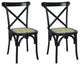 Cassis Classic Traditional X-Back Wood Rattan Dining Chair, Set of 2