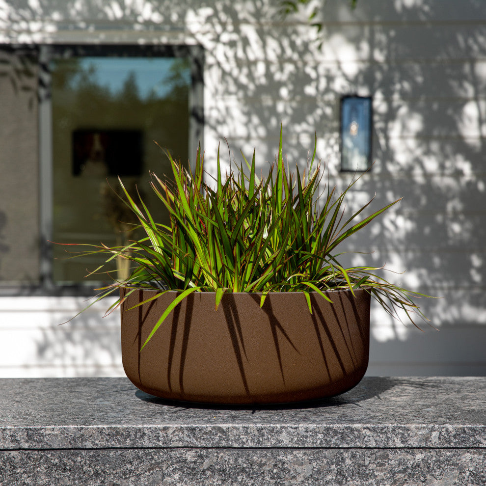 Pure Series Kona Bowl 14" Planter, Espresso, 2 Pack