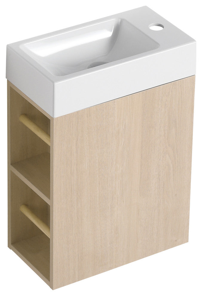 16 Inch Plywood Wall-Mounted Bathroom Vanity Set with  Gel Sink