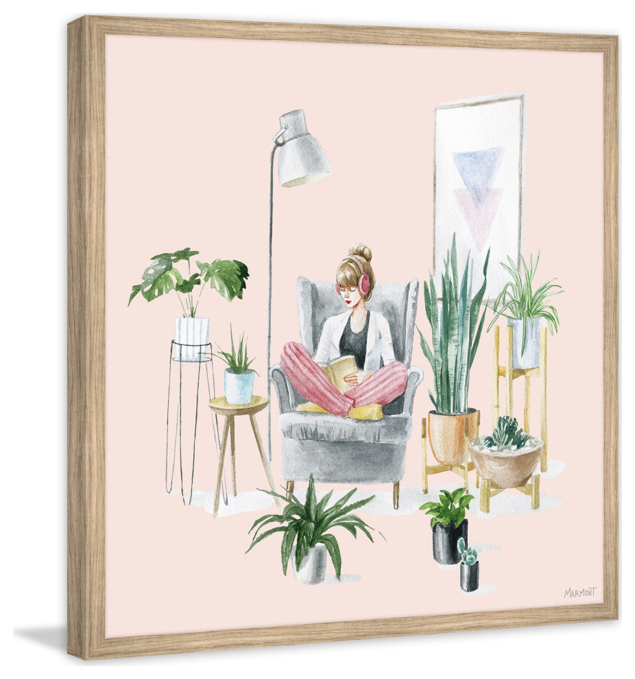 "Indoor Plants Sanctuary" Framed Painting Print, 18x18