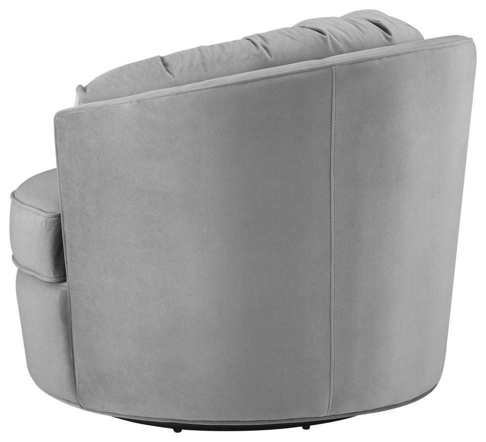 TOV Furniture Eloise Grey Velvet Swivel Chair