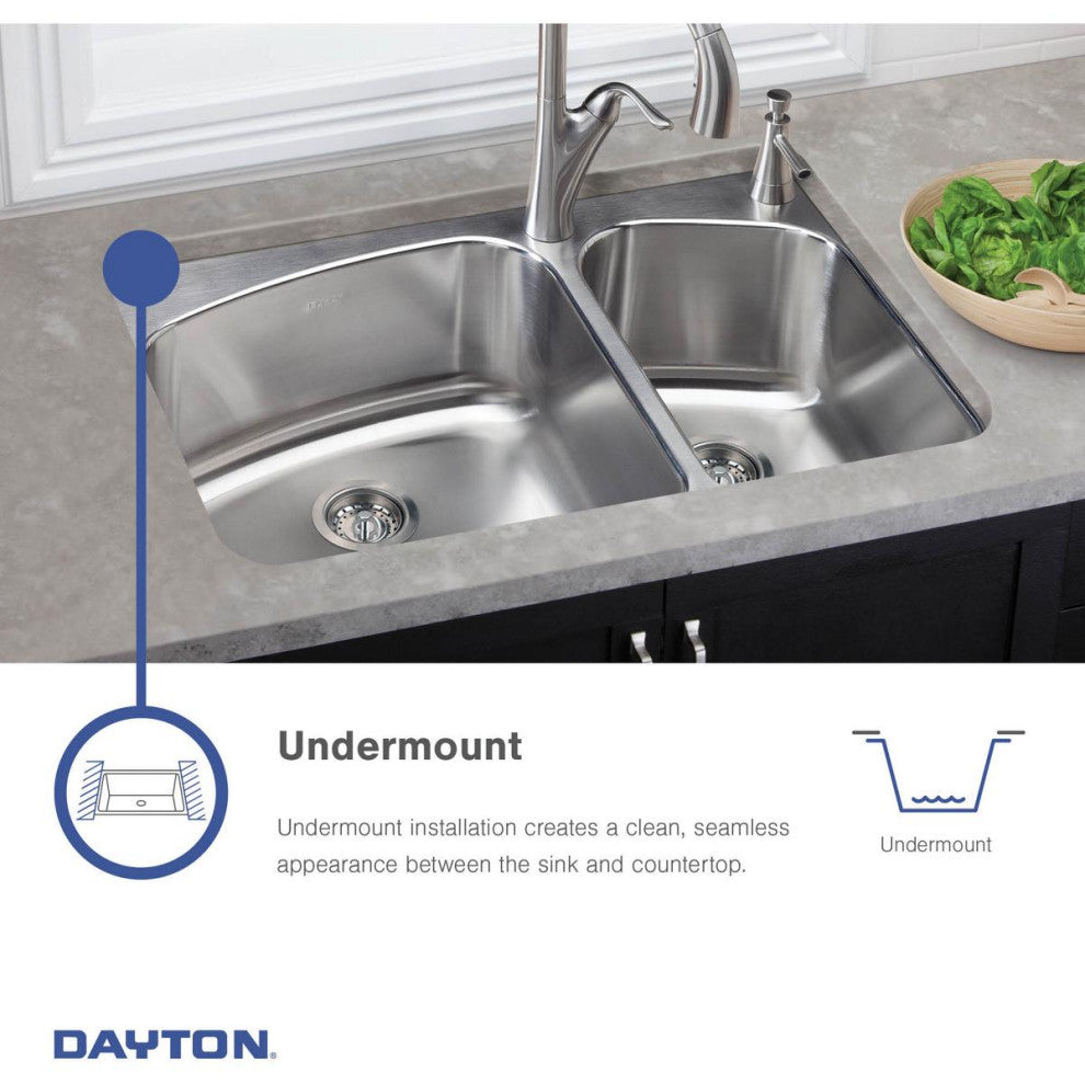 DCFU2816 Dayton Stainless Steel 30-1/2" x 18-1/4" Undermount Sink