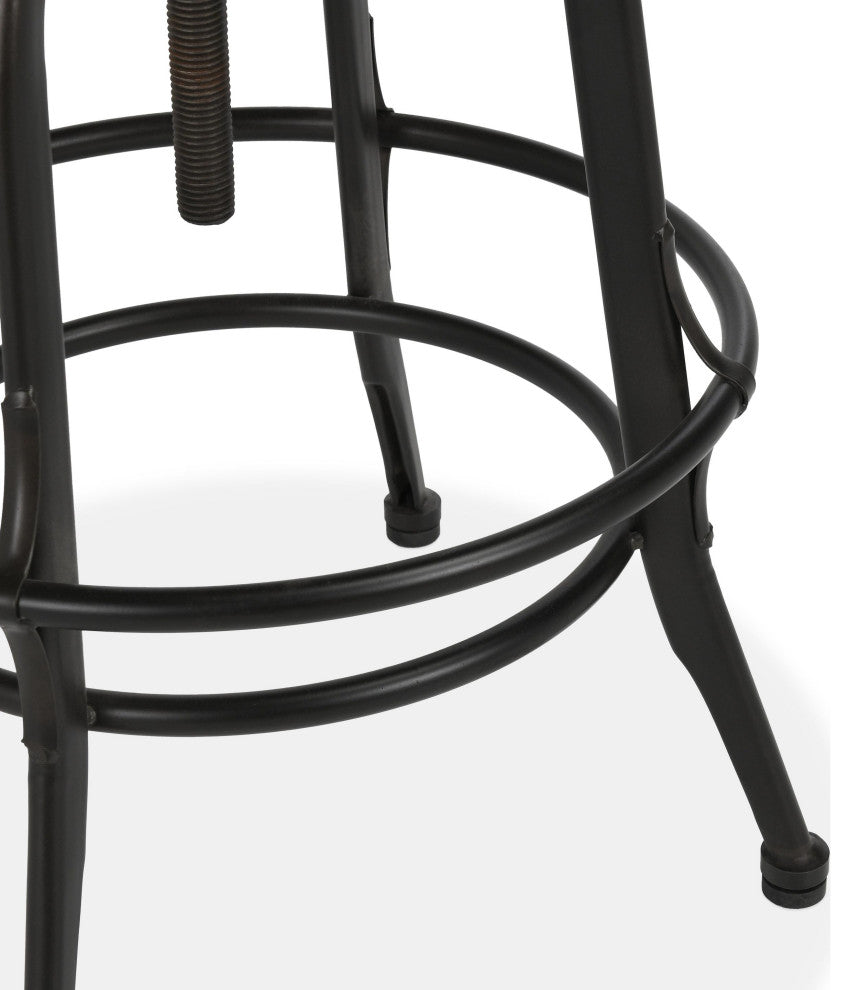 Piper Adjustable Counter Stool, Black Base, Natural Brown Top