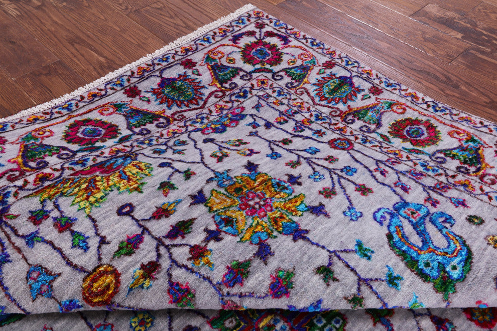 6' 1" X 9' 1" Persian Wool & Silk Hand Knotted Rug - Q13493