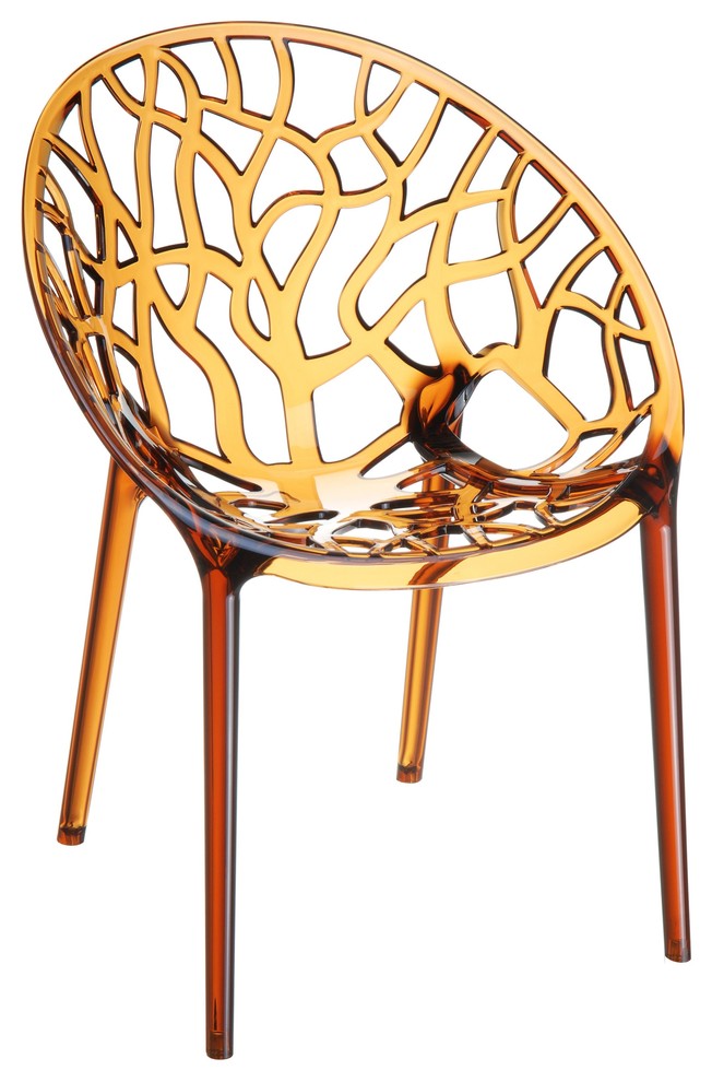 Compamia Crystal Dining Chairs, Set of 2, Transparent Amber