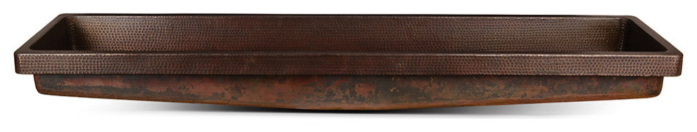 60" Rectangle Skirted Vessel Hammered Copper Sink