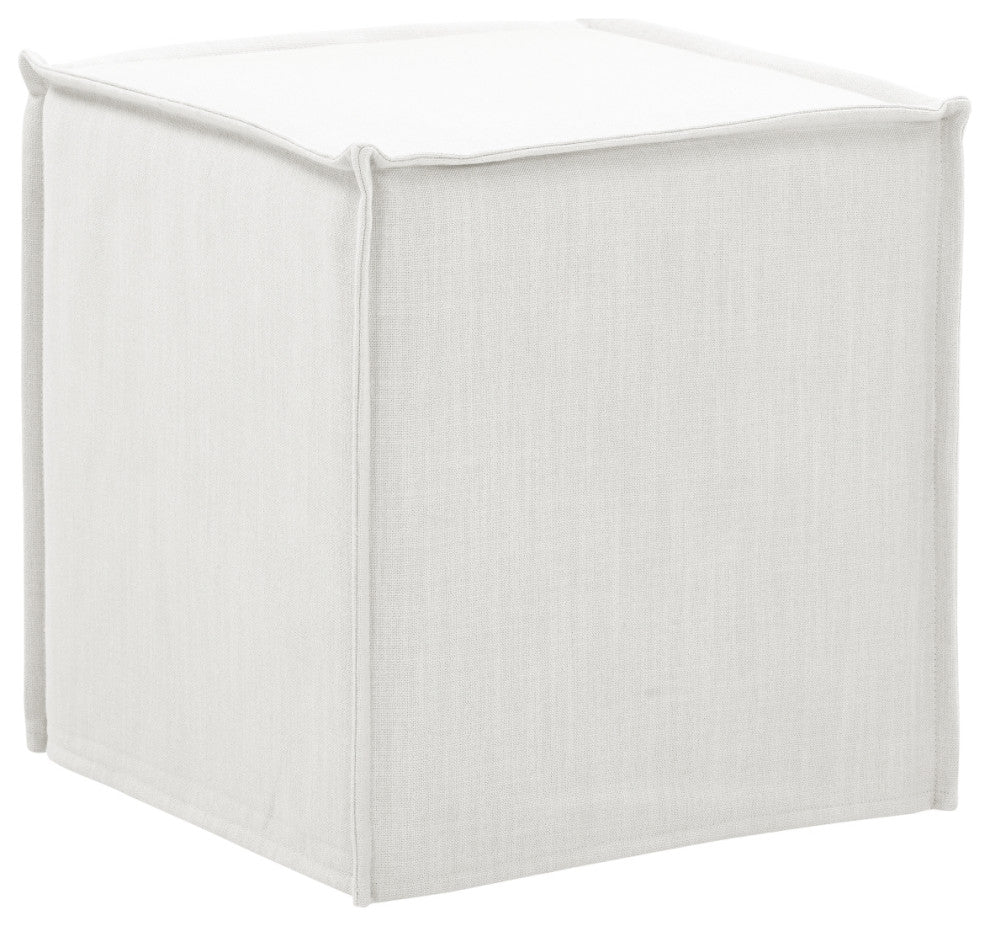 Rustic Manor Jazmyn Ottoman Upholstered, Linen, Pure White