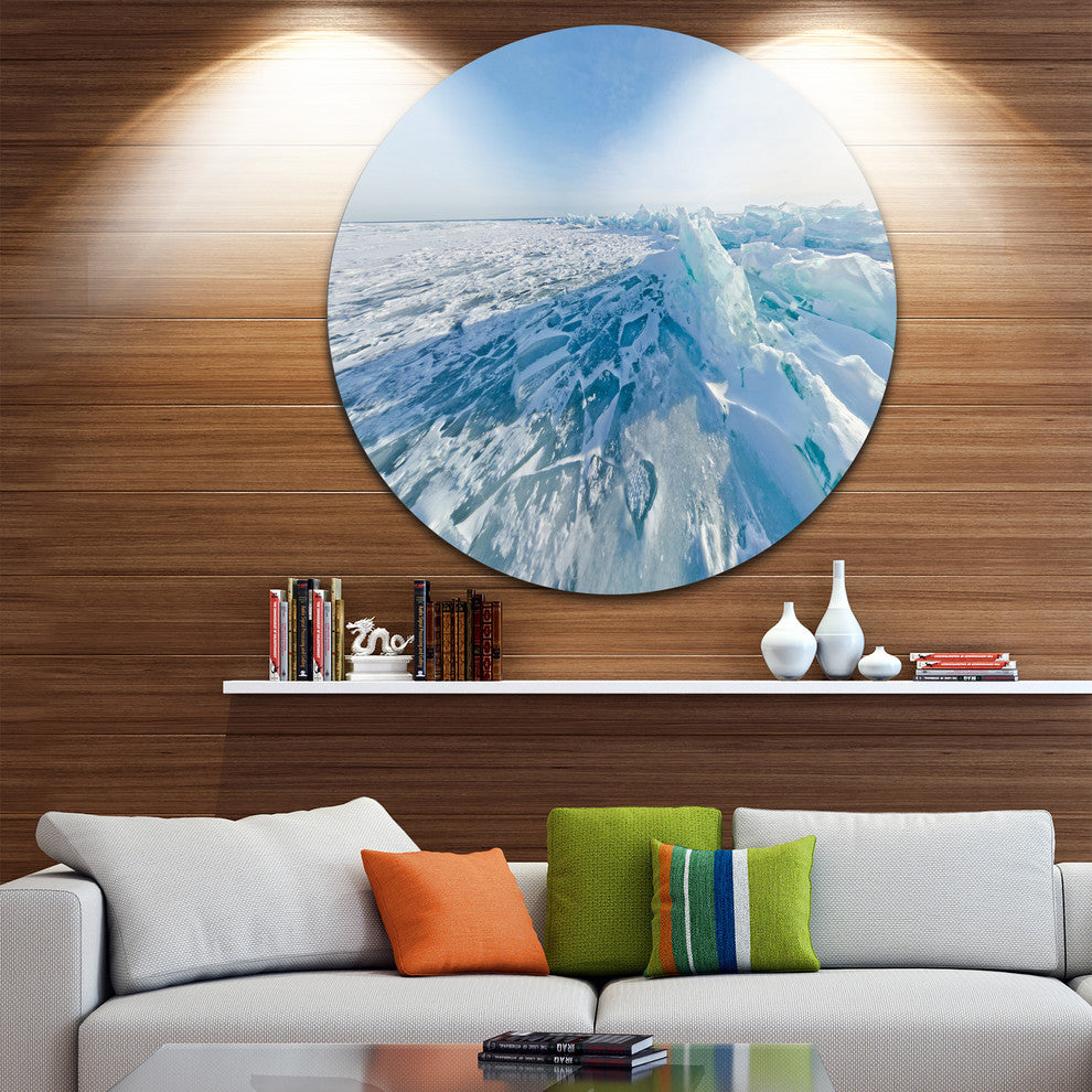 Ice Hummocks In Lake Baikal Siberia, Landscape Round Wall Art, 23"