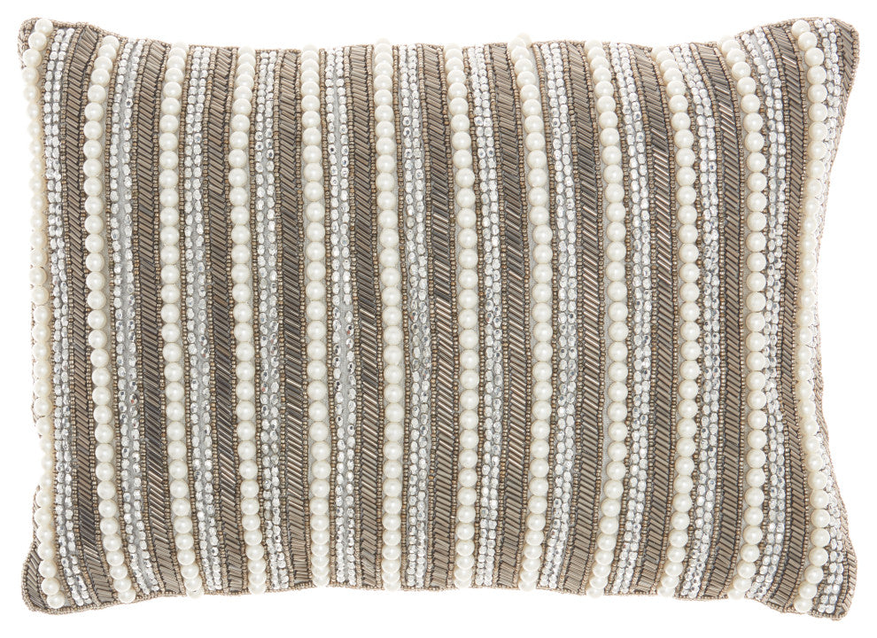 Mina Victory Z2014 Throw Pillow, Pewter, 10" x 14"