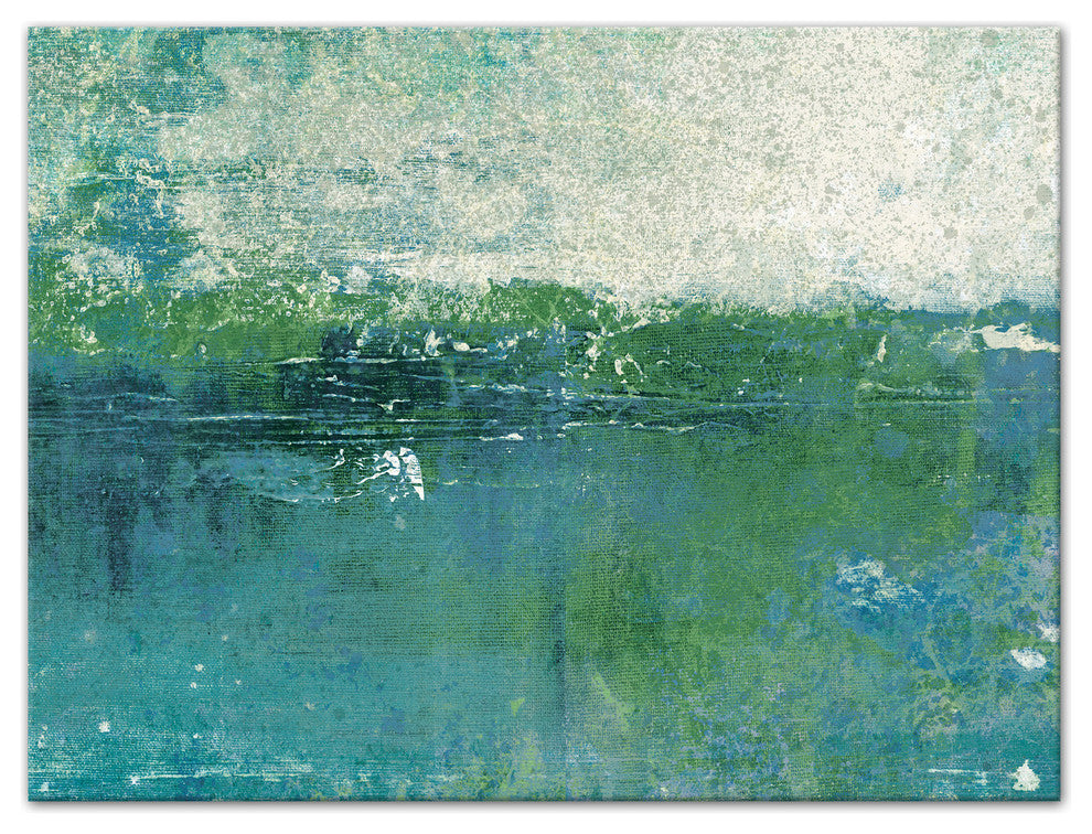 Blue Green Coastal Abstract 12x16 Canvas Wall Art