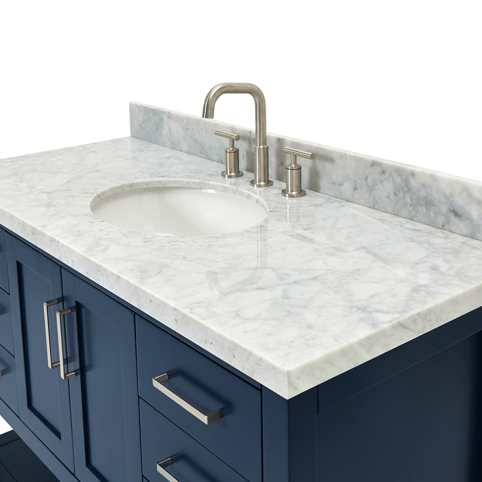 Ariel Magnolia 49" Oval Sink Bath Vanity Carrara Marble Gray