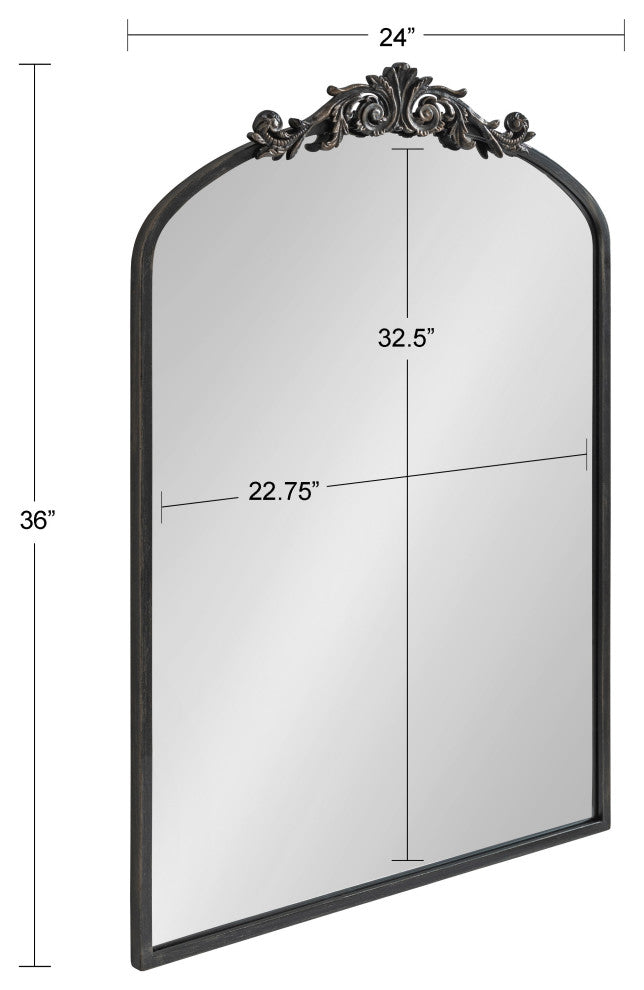 Arendahl Traditional Arch Mirror, Black, 24x36