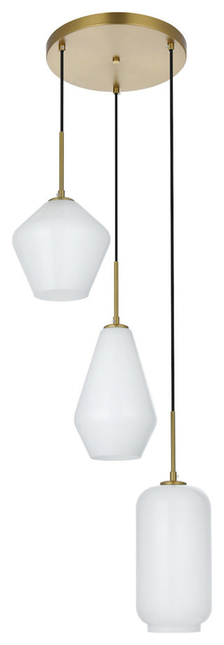 Elegant Lighting LD2269 Gene 3 Light 17"W Multi Light Pendant - Satin Gold