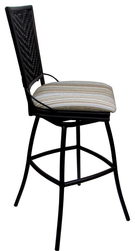 Outdoor Patio Swivel Counter Bar Stool Extra Tall without Arms - Erin, Driftwood Whitelinen - Black, 26"