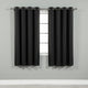 Solid Grommet Top Thermal Insulated Blackout Curtains, Black, 63"